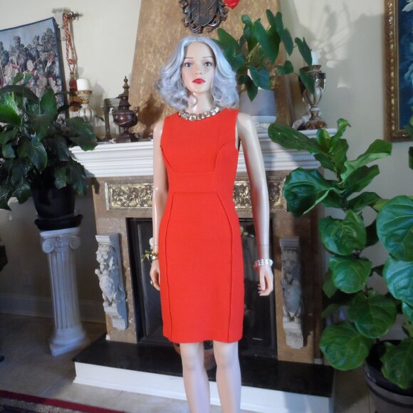 Carolina Herrera Orange Tweed Sheath Dress Size 2 - Picture 2 of 16